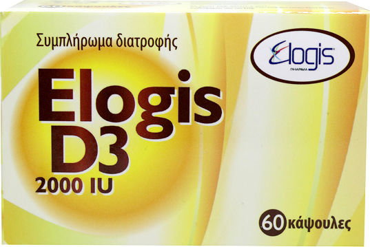 Elogis Pharma Vitamin D3 Vitamina pentru Întărirea Sistemului Imunitar & Sănătatea Oaselor 2000iu 60 capace