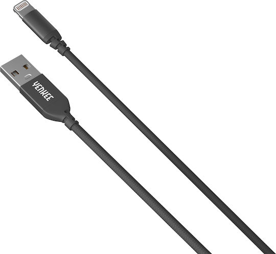 Yenkee Geflochten USB-A zu Lightning Kabel Schwarz 2m (YCU 612 BK)