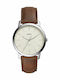 Fossil Minimalist Herrenuhr 44mm Batterie mit Braun Lederarmband