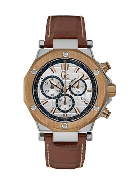 Guess Watch Chronograph Battery with Brown Leather Strap X72035G1S