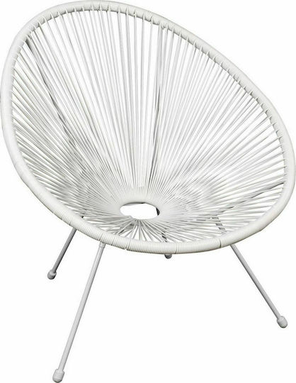 Πολυθρόνα Εξωτερικού Χώρου Rattan Acapulco Λευκή 73x76x89εκ.