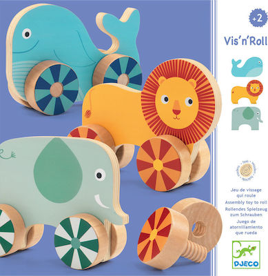 Djeco Animal Μαθαίνω να Βιδώνω Ζωάκια made of Wood for 24++ Months