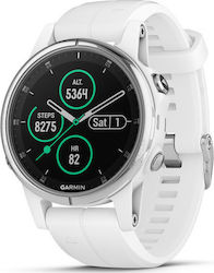 Garmin Fenix 5 Plus Stainless Steel 42mm Waterproof Smartwatch with Heart Rate Monitor (White)