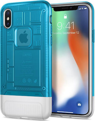 Spigen Classic C1 Umschlag Rückseite Kunststoff Blau (iPhone X / Xs) 057CS24432