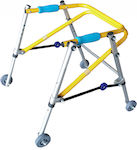 Mobiak Foldable Aluminum Walker with Wheels for Kids Yellow