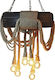 GloboStar Marbella Hängelampe Federung mit Seil für 8 Lampen E27 Braun