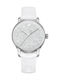 Swarovski Crystalline Hours Watch with White Leather Strap