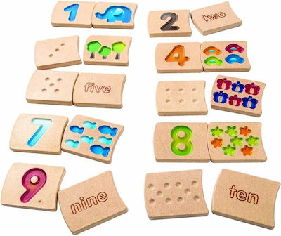 Plan Toys Math and Counting Kit Montessori Lehrspielzeug Buchstaben und Zahlen aus Holz für 3+ Jahre