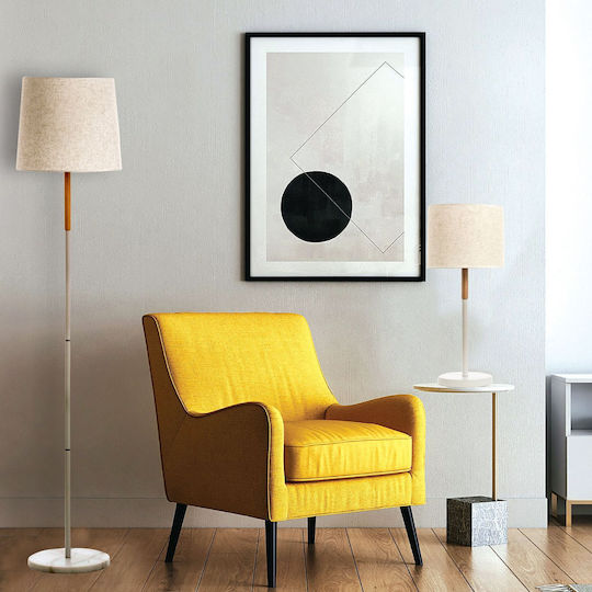 Inlight 3453 Metal Table Lamp for Socket E27 with White Shade and Base