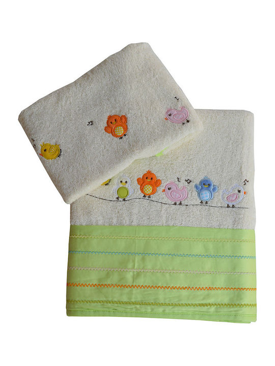 Bebe Stars Set of baby towels 2pcs Little Birds White