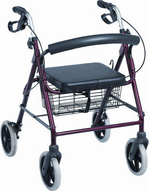 Foldable Aluminum Rollator Burgundy