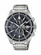 Casio Edifice Premium Men's Watch 46mm Chronograph Battery with Silver Metal Bracelet
