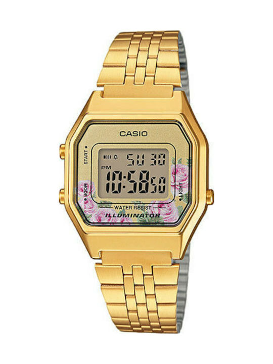 Casio Γυναικείο Ρολόι Μπαταρίας με Χρυσό Μεταλλ...