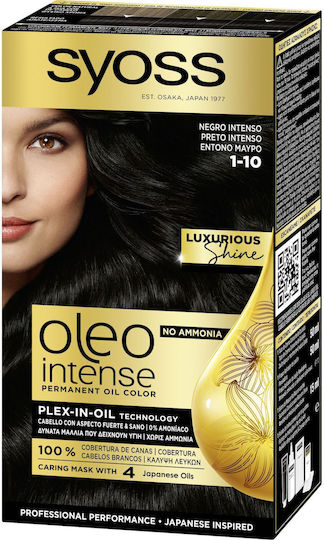 Syoss Oleo Intense Βαφή Μαλλιών Χωρίς Αμμωνία 1-10 Εντονο Μαύρο 50ml
