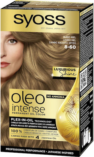 Syoss Oleo Intense Βαφή Μαλλιών Χωρίς Αμμωνία 8-60 Ξανθό Ανοιχτό Χρυσό 50ml