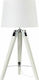 Aca Mousse Wood Table Lamp for Socket E27 with White Shade and Base