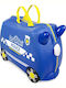 Trunki Percy Police Car Детска Куфар За Пътуване Кабинен Твърд Син С 4 Колела Височина 31см