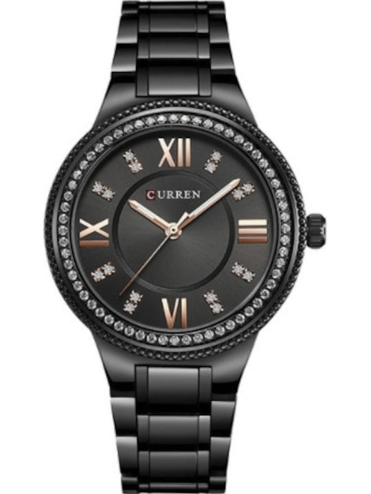 Curren Γυναικείο Ρολόι 31mm Μπαταρίας με Μαύρο Μεταλλικό Μπρασελέ