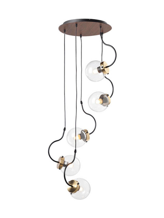 Aca Pendant Chandelier for 5 Bulbs E27 Brown