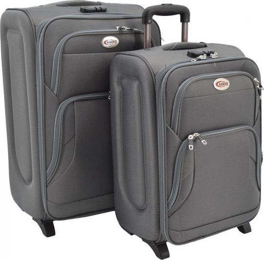 Ankor Travel Suitcases Fabric Gray Maximum Height 60cm with 2 Wheels Set of 2pcs