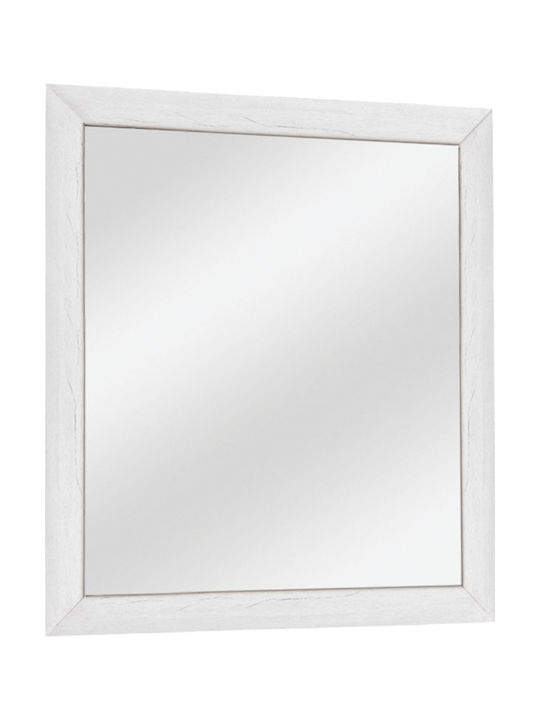 Matis Wall Mirror with White Wooden Frame 75x65cm 1pcs