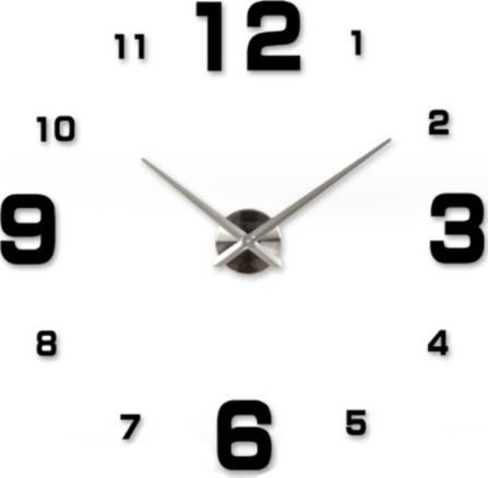 Mirror Numbers Do It Yourself Black 3D Wanduhr Aufkleber Kunststoff Schwarz Ø100cm