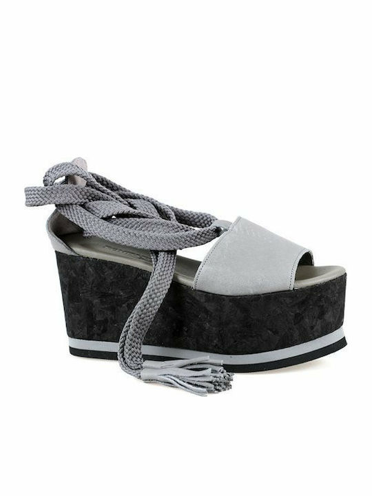 Komis & Komis Women's Leather Platform Shoes Gray