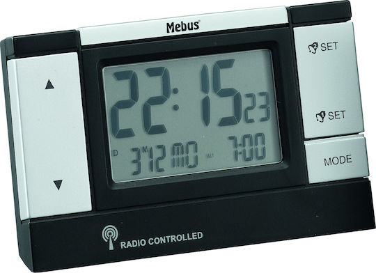 Mebus Mebus Tabletop Digital Clock LED with Alarm Clock Black 51059