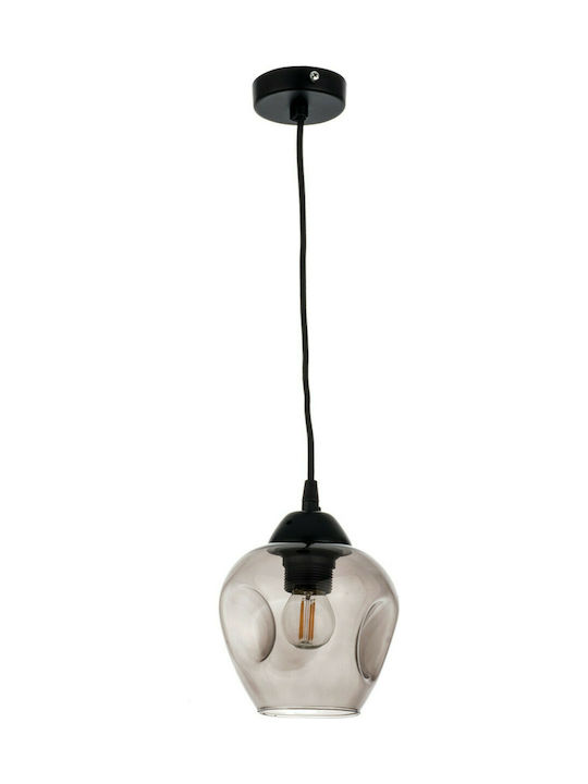 Inlight 4474-1 Pendant Lamp E27 Φιμέ Γυαλί Black