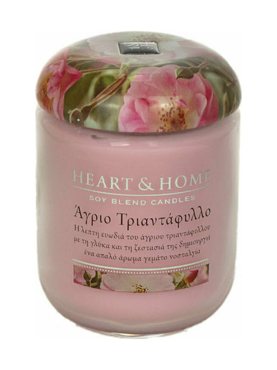 Heart & Home Scented Soy Candle Jar with Scent Wild Rose Pink 115gr 1pcs