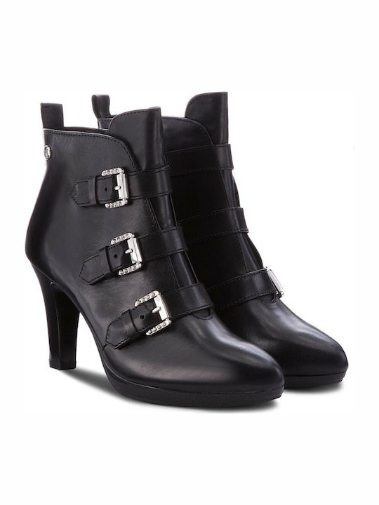 Caprice Leather Women's Ankle Boots Black