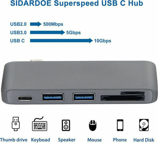 Tech-Protect 5in1 USB-C / USB-A Docking Station with 4K Gray