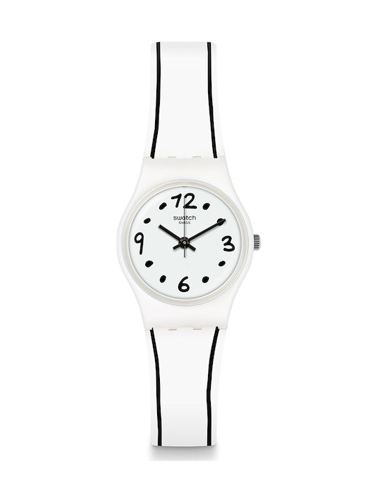 Swatch Black Border Uhr mit Weiß Kautschukarmband