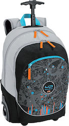 Bodypack Γκρι με Φωτιζόμενα Ροδάκια Σχολική Τσάντα Τρόλευ Δημοτικού σε Γκρι χρώμα Μ32 x Π20 x Υ45cm