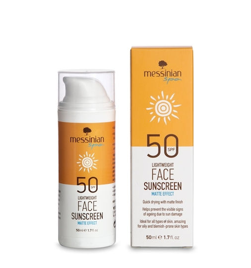 Messinian Spa Cremă Lejeră de Protecție Solară Matifiantă pentru Față SPF50 sub Formă de Spray 50ml