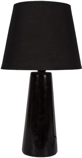 VK Lighting Κεραμικό Πορτατίφ για Ντουί E14 με Μαύρο Καπέλο και Βάση