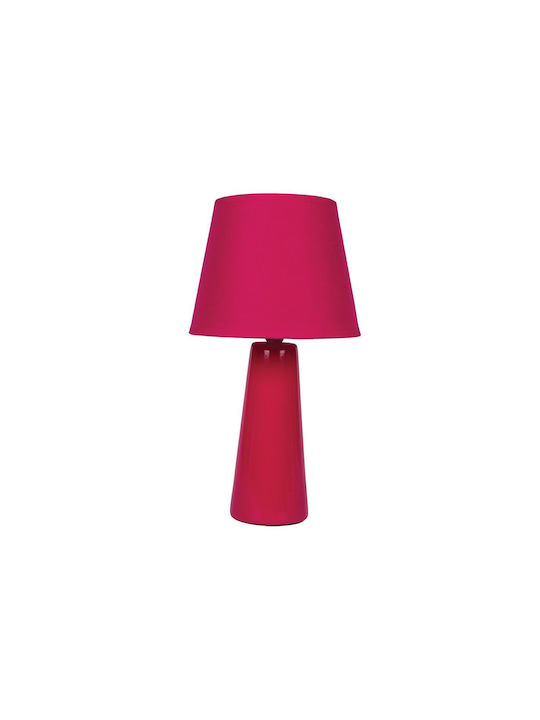 VK Lighting Κεραμικό Πορτατίφ για Ντουί E14 με Κόκκινο Καπέλο και Βάση