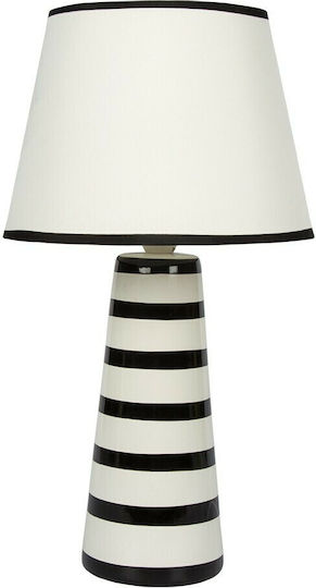 VK Lighting Ceramic Table Lamp for Socket E14 with White Shade and Multicolor Base