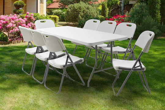 Tisch Verpflegung Rodeo Zusammenklappbar 152x70x74cm Weiß Tisch Verpflegung Rodeo Zusammenklappbar 152x70x74cm Weiß