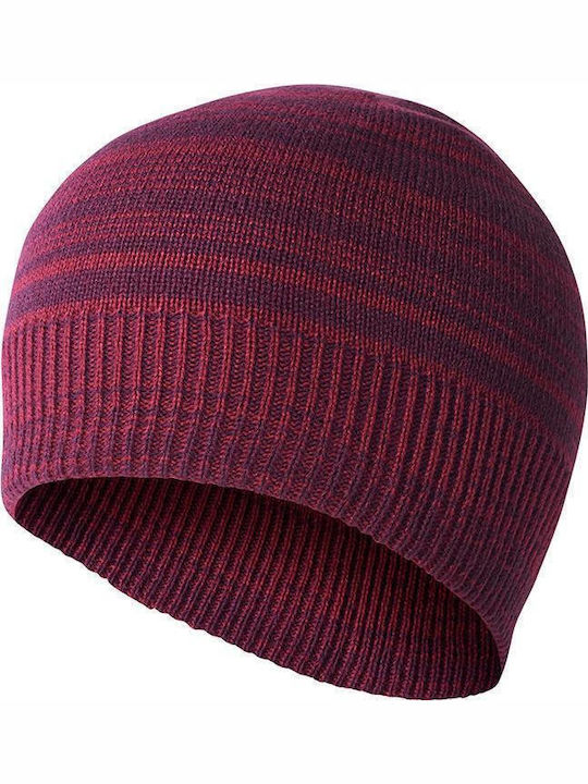 Beanie Reversible Beanie with Rib Knit in Burgundy color