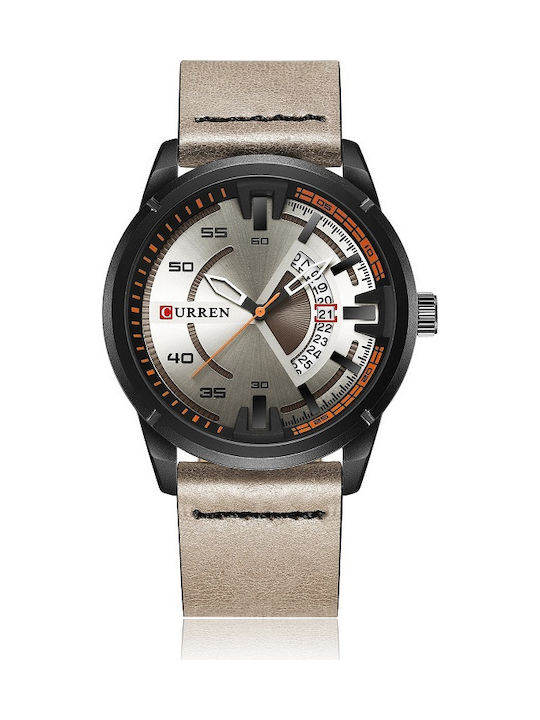 Curren Watch Battery with Leather Strap Mocca /...