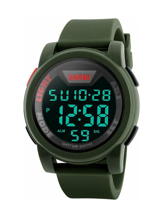 Skmei 1218 Digital Watch Battery with Green Rubber Strap