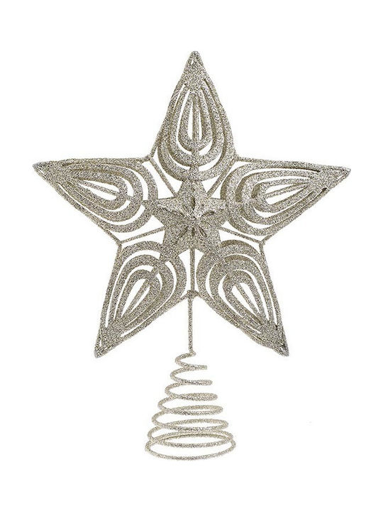 Inart Weihnachtsspitze Metallisch Silber mit Goldstaub