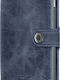 Miniwallet Vintage Δερμάτινο Ανδρικό Πορτοφόλι Καρτών με RFID και Μηχανισμό Slide MV-Blue