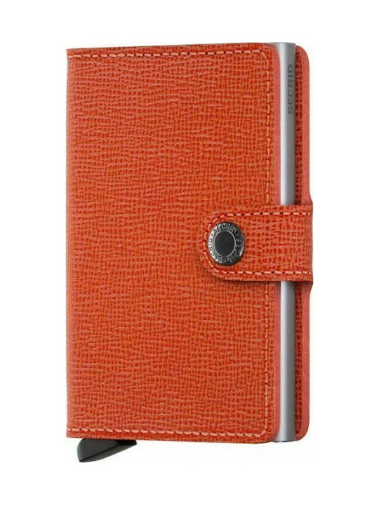 Secrid Miniwallet Crisple Men's Leather Card Wallet with RFID και Slide Mechanism Orange