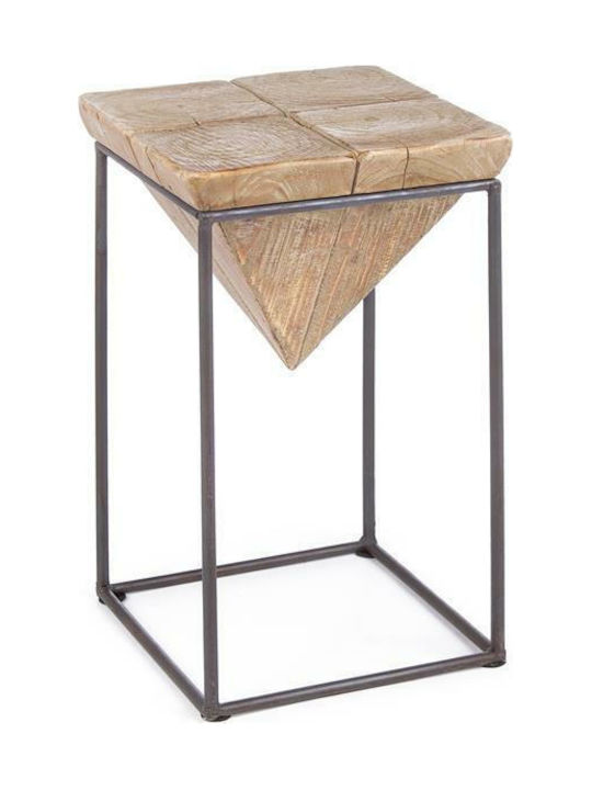 Stool For Living Room Wooden Prismy H46 Beige 25.5x25.5x46cm