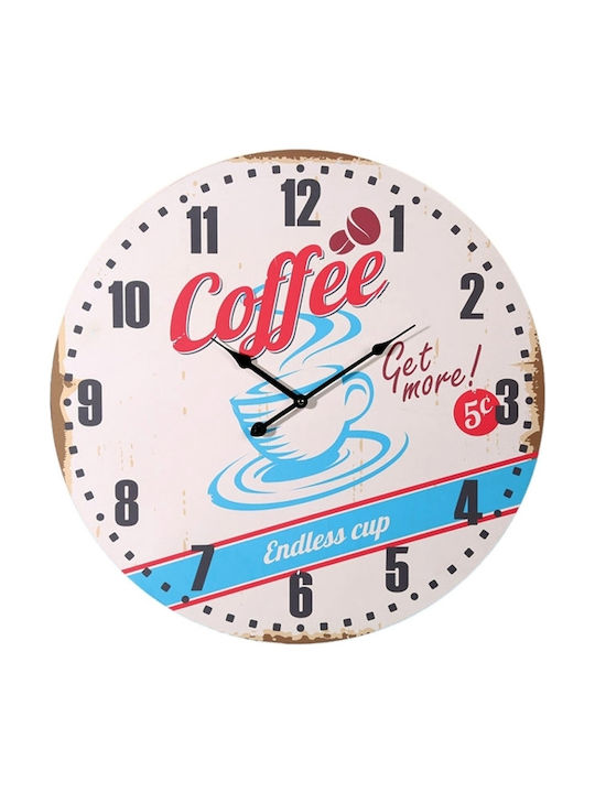 Coffee Cup Antique Wall Clock Wooden Ø58cm