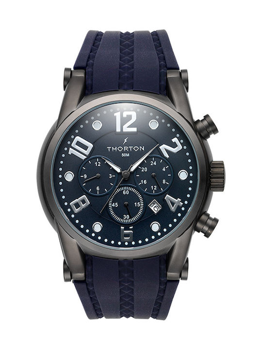 Thorton Harald Ανδρικό Ρολόι 49mm Χρονογράφος Μπαταρίας με Μπλε Καουτσούκ Λουράκι