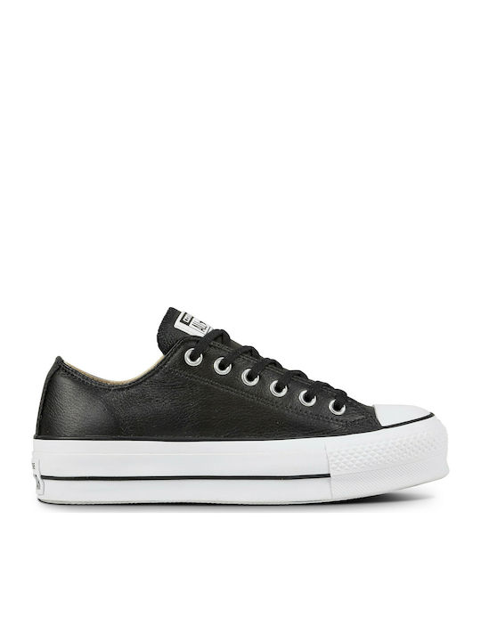 Converse Chuck Taylor All Star Lift Clean Leather Low Top Flatforms Sneakers Black / White