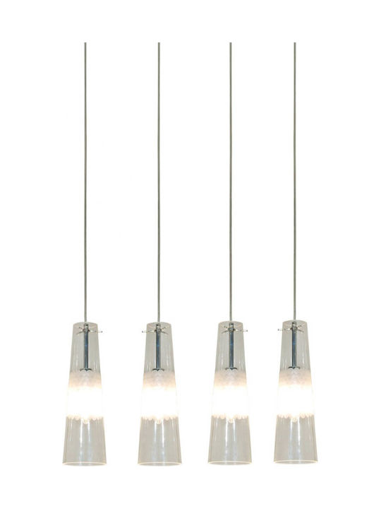 Home Lighting Pendant Suspension Rail for 4 Bulbs E14, E.14 Transparent